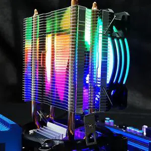 RGB CPU Air Cooler, 2 Heat Pipes CPU Cooler with 90mm Fan, 48cfm 1800PRM, for LGA115X/1366/775/1200/2011, for AM4/AM3 Plus, AM3/FM2 Plus, FM1