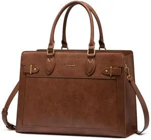 LOVEVOOK Laptop Bag for Women 17 Inch Work Tote, Business Computer Briefcase, PU Leather Tote Bag for Teacher, Large Office Shoulder Purse