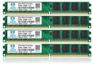 8GB Kit (2GBX4) DDR2 800 Udimm RAM, Motoeagle PC2 6400 6400U 1.8V CL6 240 Pin Non-ECC Unbuffered Desktop Memory Modules
