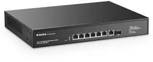 MokerLink 8 Port 10 Gigabit PoE Web Managed Switch with 10G SFP+, 7 Port PoE++ IEEE802.3af/at/bt 260W, Managed Rack Mount Network Switch