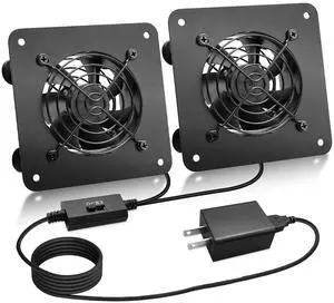 USB Cabinet 80mm Quiet Cooling Fan System with Speed Control, Metal 4" USB Powered AV Cabinet Fan for Home Theater, Game Console, Network Cabinet, Silent Operation(2 Fan Kit)
