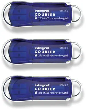 Integral 8GB Crypto-197 3-Pack 256-Bit Hardware Encrypted USB 3.0 Secure Flash Memory Drive - Certified to FIPS 197, Protection & Rugged Double-Layer Waterproof Design XTS-AES