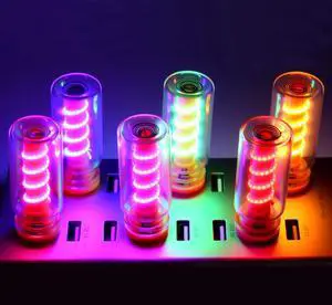 USB Lights for Car, 6 Pcs Retro Car Interior Lights Set with USB C Adapter - Vintage Touch-Dimmable LED Ambient Lighting - Mini Decorative Light for Auto & Home (Red+Blue+Yellow+Green+Pink+Purple)