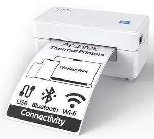 AIRUNTEK Wireless Thermal Label Printer  4x6 Bluetooth & Wi-Fi Shipping Printer, Compatible with Windows, Mac, iPhone, Android, No Ink, for Barcode Labels and Small Business