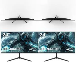 Great voell 2X Pack - 23.8 Inch Gaming Monitor, 75Hz/FHD(1920 * 1080) 1K Computer Monitor, Support HDMI/VGA Display, FreeSync, 99% sRGB, 1500:1 Contrast Ratio for Home Office & Gaming-Wall Mountable