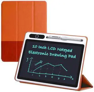 10inch LCD Writing Tablet with PU Protective Cover Electronic Writing Notebook Erasable Drawing Board for Adults at Home Office Work(Brown)