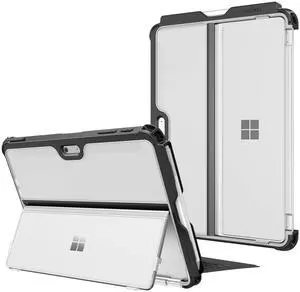 Fintie Hard Case for Microsoft Surface Go 4/3/2/1 (2023/2021/2020/2018), Shockproof Folio Protective Rugged Cover Compatible with Type Cover Keyboard + Original Kickstand, Frost Clear