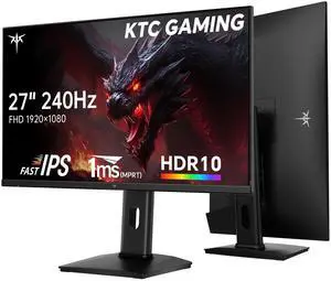 KTC 27 Inch Gaming Monitor 240Hz, FHD 1080p Fast IPS Computer Monitor with Adaptive Sync, HDR, Height Pivot Tilt Adjustable, Vesa Mount, HDMI/DP/USB, H27F7