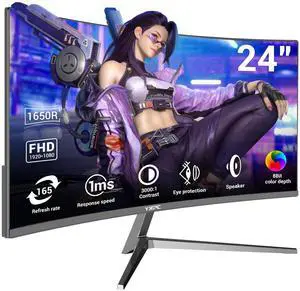 YXPC 24inch Gaming Curved Monitor 165Hz FHD 1080p, Built-in Speakers,1ms, FreeSync, VA Panel, 99% sRGB, Anti-Flicker, Low Blue Light, HDMI, DisplayPort,Support Wall Mount Install75 * 75mm YXPC 24inch Gaming Curved Monitor 165Hz FHD 1080p, Built-in Speakers,1ms, FreeSync, VA Panel, 99% sRGB, Anti-Flicker, Low Blue Light, HDMI, DisplayPort,Support Wall Mount Install75 * 75mm