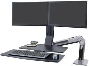 Ergotron  WorkFit-A Dual Monitor Standing Desk Converter, Sit Stand Workstation for Tabletops  Level Keyboard Tray
