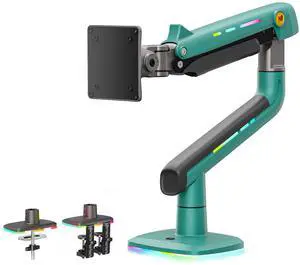NB Gaming Monitor Arm or for 32 to 60 Inches Screen, Load up to 20 kg, VESA 75/100, RGB-Light, Heavy Duty, Multi Angle Adjustable, Premium Aluminum, Green