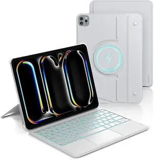 Nillkin Slim Folio Keyboard Case for iPad Pro M4 11 inch, Magnetic Case with Detachable Backlit Keyboard  Multi-Touch Trackpad  Magic Keyboard for iPad Pro 11 inch M4 2024, Nimbus Gray