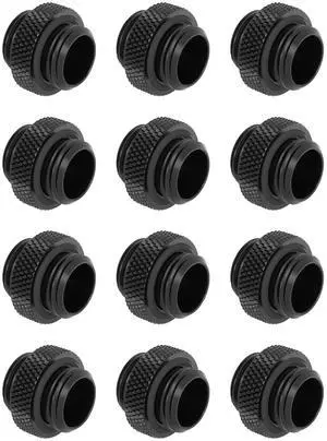 dracaena.io 12 pack G1/4" thread, Male to Male Mini Extender Fitting with tighten O-ring, Compression fitting for Computer Water Cooling System, Black