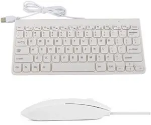 Wired Keyboard and Mouse, Ultra-Thin USB Keyboard Optical Mouse Set ComboFull Size Wire Corded Keyboard Mouse Combo Set with Number Pad for Laptop,PC,Desktop(White)