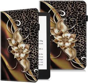 VODEFOX Case for 7" Kindle Paperwhite 12th Generation 2025/2024 & Kindle Colorsoft Signature Edition 2024,PU Leather Cover for Kindle Paperwhite Signature 2024 7 Inch - Metallic Flower