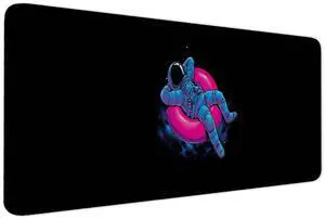 llsxi Black Mouse Pads 35.4x15.7inch Anime Astronaut Large Desk Mat with Stitched Edges,Non-Slip Rubber Base Extended Gaming Mouse Mat for Office,Big Computer Keyboard Desk Pad XXL