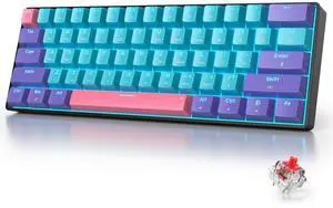 Fogruaden 60 Percent Wireless Gaming Keyboard, Wired/Bluetooth Mechanical Keyboard 60%, RGB Backlit, Hot-Swappable Red Switch