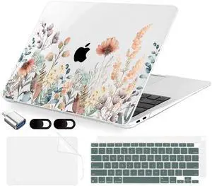 MecBevia Compatible with MacBook Air 13.3 inch Case 2021-2018 Release A2337 M1 A2179 A1932 Touch ID, Plastic Hard Shell&Keyboard Cover&Screen Protector&Webcam Cover&Type-C Adapter, Abstract Flower MecBevia Compatible with MacBook Air 13.3 inch Case 2021-2018 Release A2337 M1 A2179 A1932 Touch ID, Plastic Hard Shell&Keyboard Cover&Screen Protector&Webcam Cover&Type-C Adapter, Abstract Flower