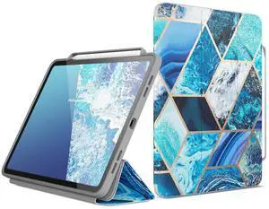 i-Blason Cosmo Case for New iPad Pro 12.9 Inch (2022 2021 2020 Release), Full-Body Trifold Stand Protective Case Smart Cover with Auto Sleep/Wake & Pencil Holder (Ocean)