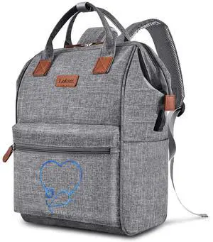 Nurse Backpack/Bag for Women - 15.6 Inch Waterproof Laptop Travel Backpack with USB Charging Port, Large Wide-open Nursing Bags,Nurse Bags for Work,Home Health Clinical Bag for College Teacher, Grey