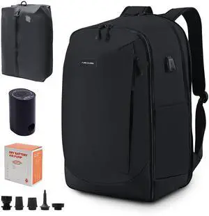 OPOALO Vacuum Backpack Travel Seal Compression: Vacpack with Electric Air Pump Carry on Expandable Back Pack System for Laptop Hiking Business Water Resistant Lightweight Black