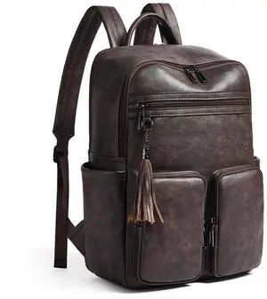 Shrrie Laptop Backpack for Women 16 Inch,Vegan Leather Travel Backpack Purse Work Business Computer Backpacks Teacher Nurse College Laptop Bookbag Casual Daypack,Two-toned Coffee