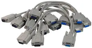 Your Cable Store 1 Foot 9 Pin Serial Splitter Cable DB9 2 Male / 1 Female RS232 5 Pack