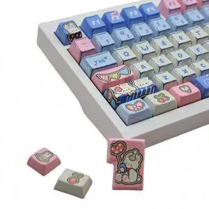 Cmokifuly Rabbit Cute Keycaps MDA Profile Blue Jeans Style Keycap for Mechanical/Magnetic Keyboard,149 Keys 5-Sides Dye-Sub Custom PBT Keycaps (MDA Profile)