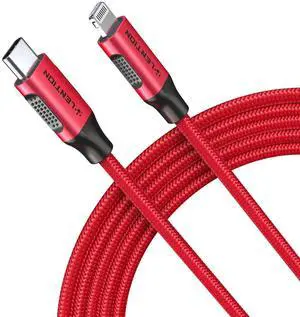 LENTION USB C to Lightning iPhone Cable MFi Certified Type C Fast Charging Cord 6.6ft, Nylon Braided Charger Cable Compatible iPhone 13/12/11/Mini/Pro/Max/X/XS/XR/8/SE,iPad Air/Pro/mini (Red)