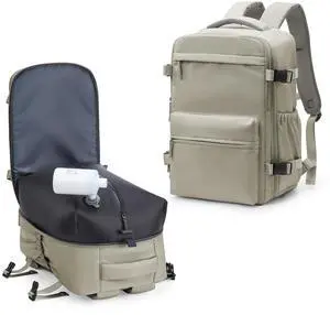 KEYEMP Vacuum Seal Backpack for Clothing Travel with Air Pump Waterproof Laptop Carry On Backpack Personal item Travel Essentials Compression Space Saver Bags Storage with Vacuum System GreyBrown