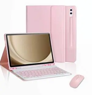 Keyboard Case for Samsung Galaxy Tab S9 FE+/S9+/S10+ 12.4", Galaxy Tab S10 Plus/S9 FE Plus Case with Pen Slot Detachable Keyboard with Mouse.(Pink)