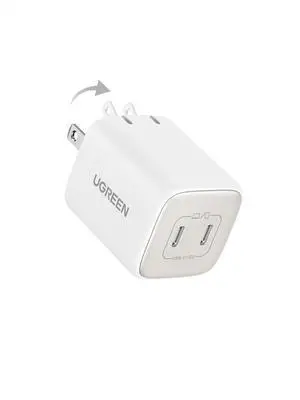 UGREEN 45W USB C Charger, Nexode 2 Port GaN Foldable PPS Wall Charger Block Support Samsung Super Fast Charging 2.0 for Galaxy S25/S24/Note 20, iPhone 16/15/14, iPad, MacBook, Steam Deck (White)