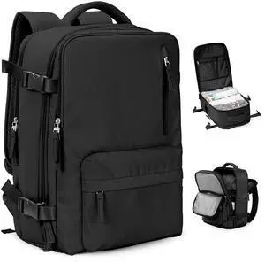 VGCUB Large Travel Backpack with Storage Compression Seal Bags for Clothing with Pump Vacuum System Carry on Personal Item Work Business Vacpack Laptop Backpack for Women Men Black