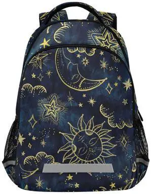 ALAZA Teens School Backpack Sun Moon Boho Cosmos Astrology Laptop Backpack with Reflective Strap, Travel Backpack Casual Daypack for Elementary Primary middle Bookbag