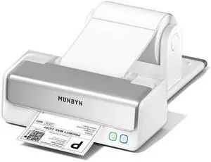 MUNBYN Replaceable Print-Head Bluetooth Thermal Label Printer with Paper Holder, RW405B, Wireless 4x6 Shipping Label Printer for Small Businesses Compatible with Mac, Windows, iPhone, Android, Chrome