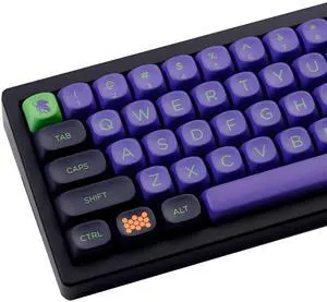 TIMSEKER Dye Sub Green and Purple PBT Keycap Set, Round MOA Profile Custom Keycap for Cherry Gateron MX Switches Mechanical Keyboard