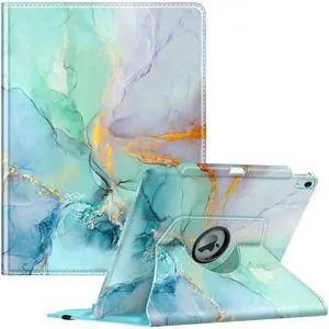 Fintie Rotating Case for iPad Air 13-inch (M3) 2025, (M2) 2024-360 Degree Swiveling Protective Stand Cover with Pencil Holder, Auto Wake/Sleep, Emerald Marble