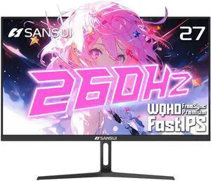 SANSUI 27 Inch WQHD 1440p Gaming Monitor 240hz up to 260hz-Fast IPS 1ms FreeSync Premium DCI-P3 98% sRGB130% HDR10 2×DisplayPort 1.42×HDMI2.0 PC Gaming Monitor with Crosshair