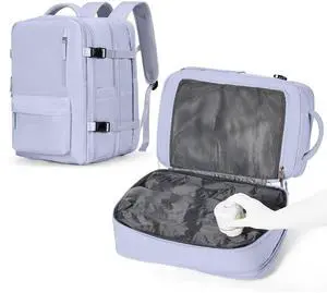 VGCUB Vacuum Backpack Travel with Pump Vacpack System Storage Compression Carry on Work Laptop Waterproof College Bags Casual Daypack Backpacks for Women Men with USB Port Expandable Purple Taro