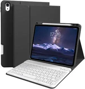 kenke for iPad Air 11 Inch M3/M2 (2025/2024), iPad Air 5/4th Gen (2022/2020) 10.9 Inch Case with Keyboard, Detachable Wireless Bluetooth Keyboard Cover with Right Side Pencil Holder & Groove (Black)