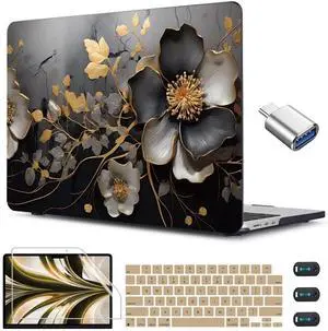 CISSOOK Compatible with MacBook Air 13.6 inch 2025 2024 2023 2022 Release M4 A3240 M3 A3113 A2681 M2, Floral Hard Shell Case Keyboard Skin Cover Screen Protector - Abstract Oil Painting