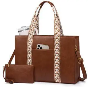 LOVEVOOK Laptop Tote Bag for Women,17.3 Inch Vintage Work Bag,Waterproof Leather Computer Briefcase 2PCs,Office Gifts for Women Teacher LOVEVOOK Laptop Tote Bag for Women,17.3 Inch Vintage Work Bag,Waterproof Leather Computer Briefcase 2PCs,Office Gifts for Women Teacher