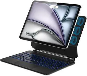 Keyboard for iPad Air 11-inch(M3 2025/M2 2024),iPad Pro 11 inch(4th/3rd/2nd/1st Gen)&Air 5/4 10.9 Keyboard with Power Display,Easy-Set Floating Cantilever Stand with Backlit Keys&Multi-Touch Trackpad