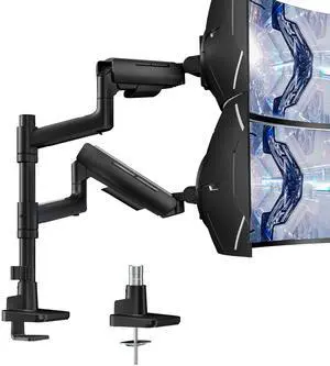 ARES WING Dual Monitor Mount for 17-49 Inch Ultrawide Heavy Duty Curved Screen, Computer Monitor Arm Desk Mount, Gas Spring Adjustable Vesa Stand, Black
