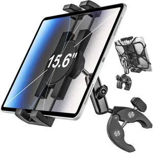 woleyi Exercise Bike Tablet Holder, Treadmill Tablet Mount Handlebar Clamp for Spin Bike, Indoor Cycling Peloton, Stationary Bicycle, Elliptical for 4.7-13" iPad Pro/Air/Mini, Galaxy, Fire, E-Book