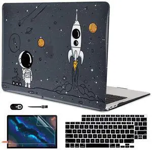 LCMOCICO for MacBook Air 13 inch Case 2020 2019 2018 Release M1 A2337 A2179 A1932, Glitter Crystal Pritned Pattern Hard Case Cover for Mac Air 13.3" Retina Display Touch ID, Astronauts & Spacecraft