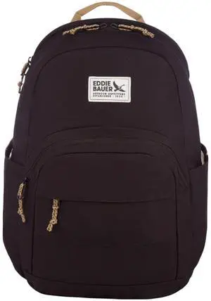 Eddie Bauer Campus Backpack 26L | Everyday Carry | Work | Travel | Commuter | Padded Laptop Sleeve | Stretch Bottle Pockets | Lightweight | Durable - Black