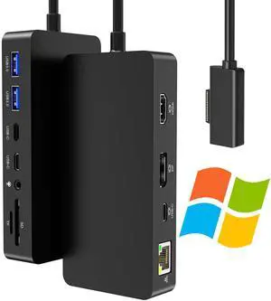 Microsoft Surface Docking Station 12-in-1, Triple Display 4K@60Hz Dock with HDMI, DP, USB-C, 4-Screen Support, 4 USB Ports, SD/TF, Audio for Surface Pro 11/10/9/8/7, Surface Laptop, Book, Go Microsoft Surface Docking Station 12-in-1, Triple Display 4K@60Hz Dock with HDMI, DP, USB-C, 4-Screen Support, 4 USB Ports, SD/TF, Audio for Surface Pro 11/10/9/8/7, Surface Laptop, Book, Go