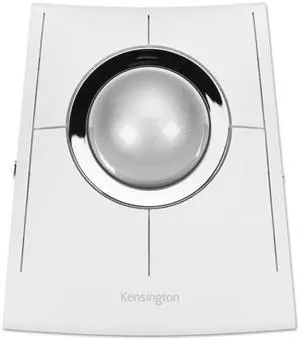 Kensington SlimBlade Pro EQ Wireless Trackball, Bluetooth, 2.4GHz Connection, Rechargeable, Programmable Buttons, White/Silver Ball