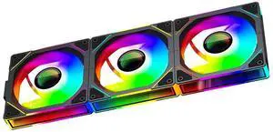 Jungle Leopard Interstellar V1 120mm Case Fan, Infinity Mirror Module Daisy-Chain 5V ARGB PWM PC Fan Triple Pack Suitable for Computer Case & CPU Cooling(Black-3 Pack)